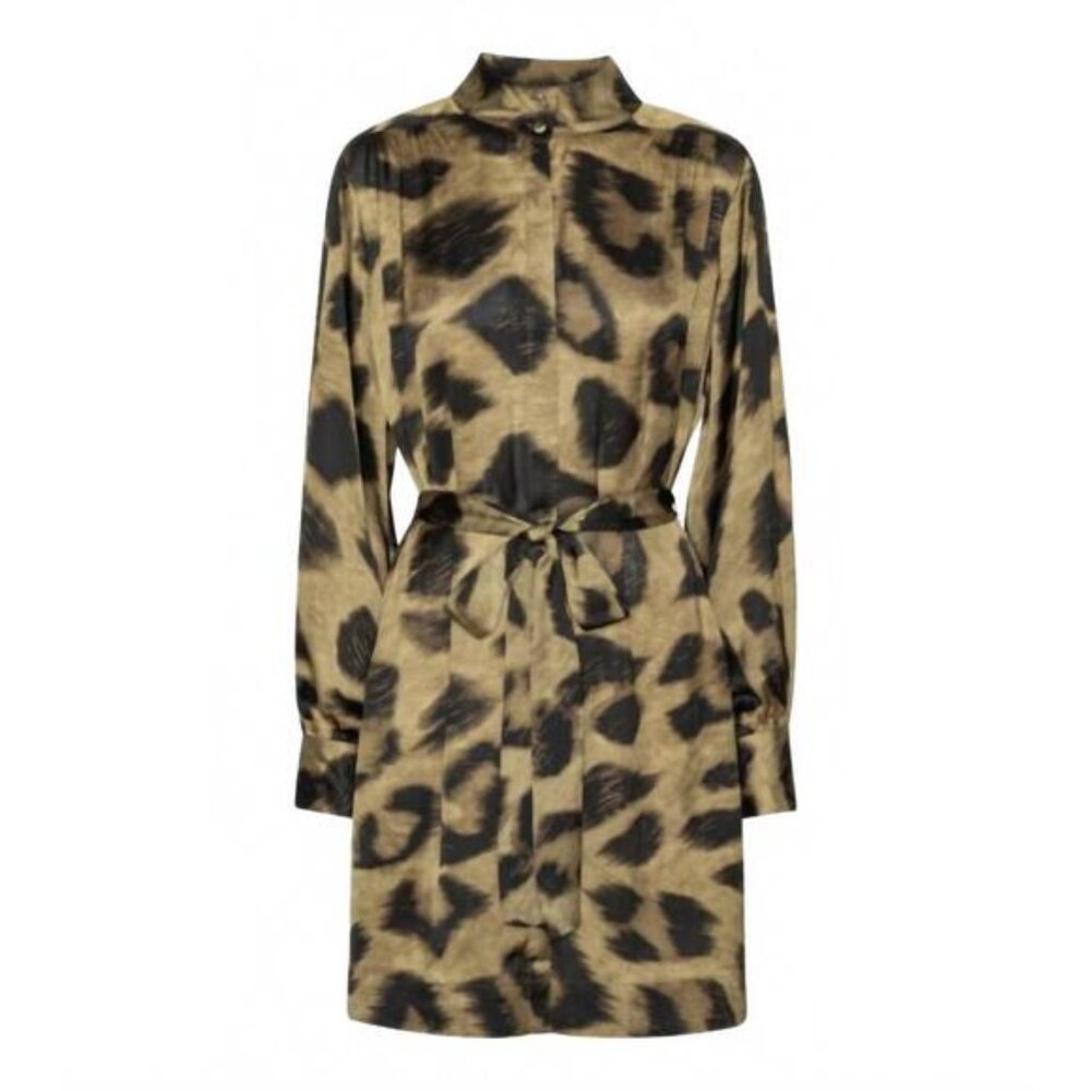 Karmamia Noelle Dress Khaki Leopard Shirt Dress NWT - Size S